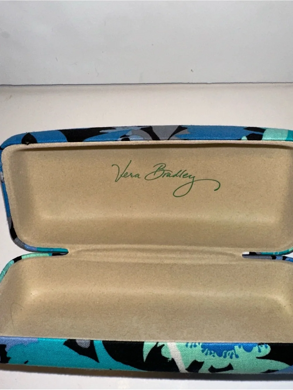 Vera Bradley Blue Teal Floral Hard Shell Glasses Case
